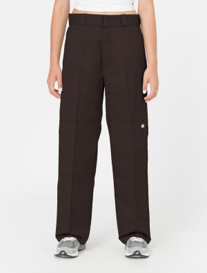 Calças De Trabalho Dickies Double Knee Feminino Chocolate | 253528806