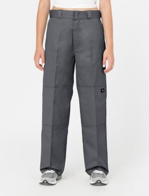 Calças De Trabalho Dickies Double Knee Feminino Cinzentas | 965762234