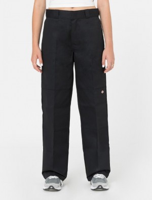 Calças De Trabalho Dickies Double Knee Feminino Pretas | 480911180