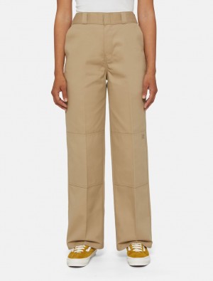 Calças De Trabalho Dickies Double Knee Feminino Caqui | 541202930