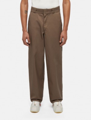 Calças De Trabalho Dickies Loose Multi-Pocket Masculino Marrom | 318549822