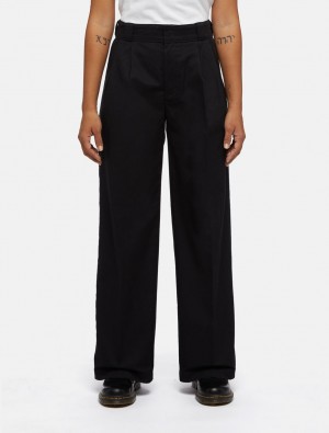 Calças De Trabalho Dickies Pleated Multi-Pocket Feminino Pretas | 592263197