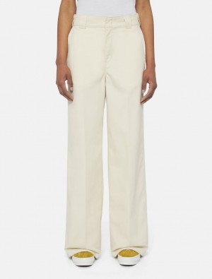 Calças De Trabalho Dickies Wide Leg Feminino Branco | 550778524