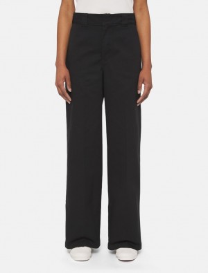 Calças De Trabalho Dickies Wide Leg Feminino Pretas | 534179245