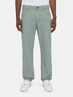 Calças Dickies Garyville Hickory Stripe Masculino Verdes | 916544176