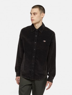 Camisas Dickies Chase City Long Sleeve Masculino Pretas | 697431363