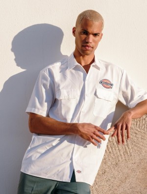 Camisas Dickies Clintondale Short Sleeve Masculino Branco | 665166160