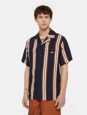 Camisas Dickies Forest Short Sleeve Masculino Azul Marinho | 262658980