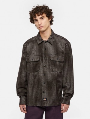 Camisas Dickies Frenchtown Masculino Marrom | 372298946