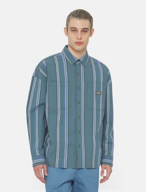 Camisas Dickies Glade Spring Long Sleeve Masculino Azuis | 589714731