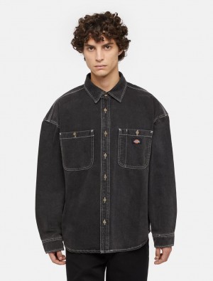 Camisas Dickies Houston Masculino Pretas | 61168046