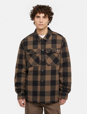 Camisas Dickies Lined Sacramento Masculino Marrom | 554723055