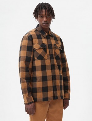 Camisas Dickies Lined Sacramento Masculino Marrom | 491608751