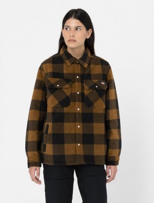 Camisas Dickies Portland Shacket Feminino Marrom | 589827226