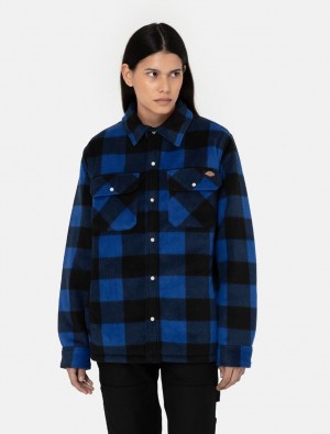 Camisas Dickies Portland Shacket Feminino Azuis | 370023091