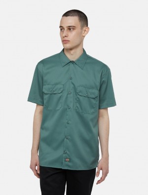 Camisas Dickies Short Sleeve Work Masculino Verdes | 168134121