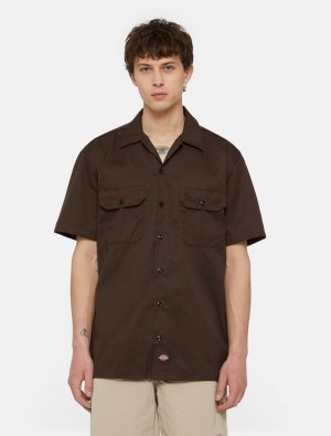 Camisas Dickies Short Sleeve Work Masculino Chocolate | 376310543