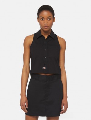 Camisas Dickies Sleeveless Work Feminino Pretas | 932574734