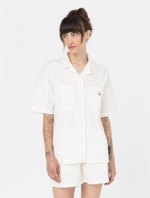 Camisas Dickies Vale Short Sleeve Feminino Branco | 213679755