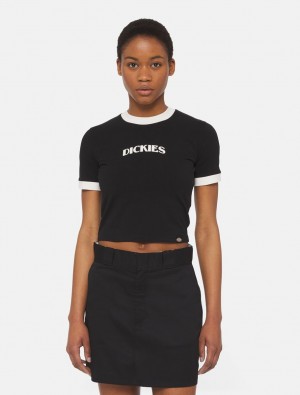Camiseta Dickies Herndon Ringer Short Sleeve Feminino Pretas | 327828949