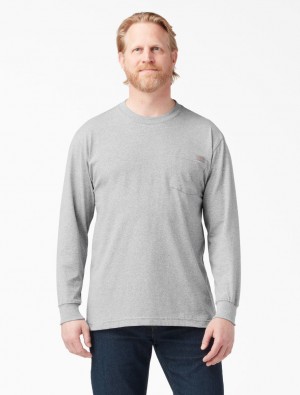 Camiseta Dickies Long Sleeve Pocket Masculino Cinzentas | 118288405