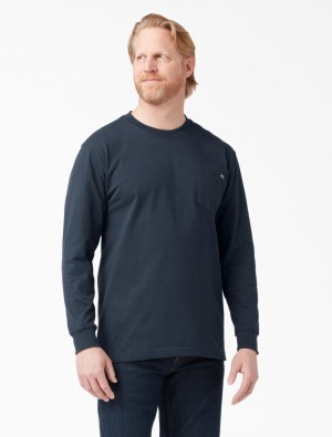 Camiseta Dickies Long Sleeve Pocket Masculino Azul Marinho | 617294776