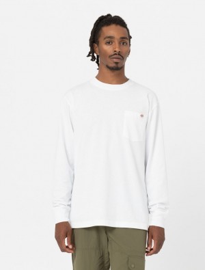 Camiseta Dickies Luray Long Sleeve Pocket Masculino Branco | 52294716