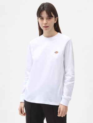 Camiseta Dickies Mapleton Long Sleeve Feminino Branco | 579549412