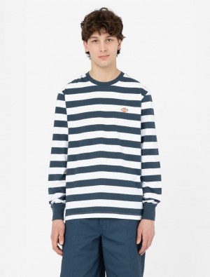 Camiseta Dickies Rivergrove Long Sleeve Masculino Azul Marinho | 690782299