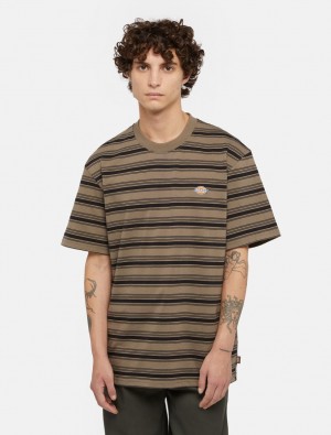 Camiseta Dickies Stevensville Stripe Masculino Marrom | 358670034