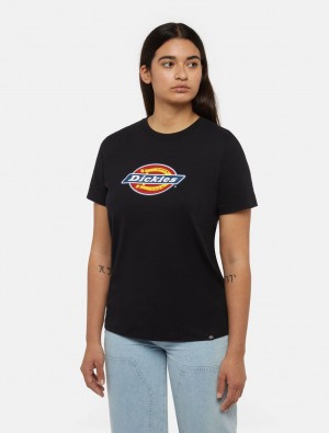 Camiseta Dickies Tricolour Logo Feminino Pretas | 309440114