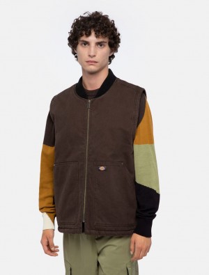 Colete Dickies Duck Canvas Lined Masculino Chocolate | 103385120