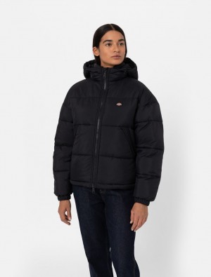 Jaquetas Dickies Alatna Oversized Puffer Feminino Pretas | 58194255