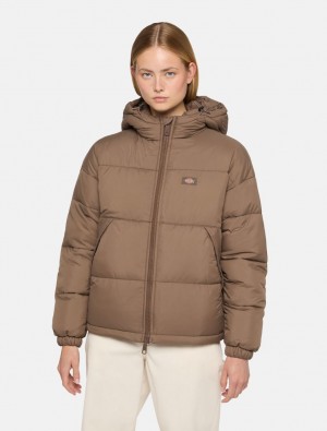 Jaquetas Dickies Alatna Oversized Puffer Feminino Marrom | 688122451