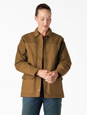 Jaquetas Dickies Coated Canvas Chore Feminino Marrom | 523794515