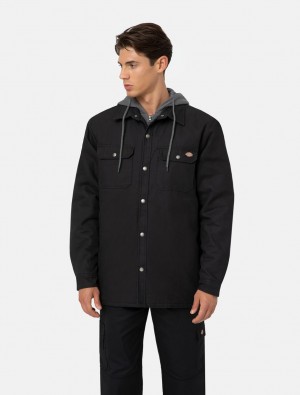 Jaquetas Dickies Duck Shirt Masculino Pretas | 241177157
