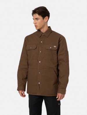 Jaquetas Dickies Flex Duck Shirt Masculino Chocolate | 88582087