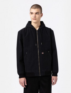 Jaquetas Dickies Hooded Duck Canvas Masculino Pretas | 947536109