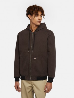 Jaquetas Dickies Hooded Duck Canvas Masculino Chocolate | 962650677