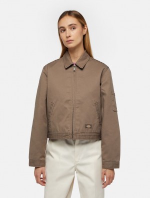 Jaquetas Dickies Lined Eisenhower Cropped Feminino Marrom | 441159982