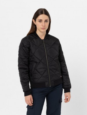 Jaquetas Dickies Quilted Bomber Feminino Pretas | 135358755