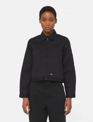 Jaquetas Dickies Unlined Eisenhower Cropped Feminino Pretas | 500049197