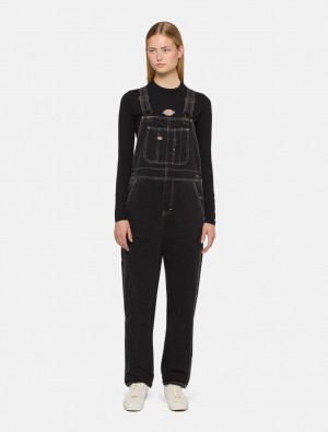 Macacão Dickies Denim Classic Bib Feminino Pretas | 364070396