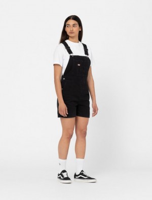 Macacão Dickies Duck Canvas Short Bib Feminino Pretas | 642715134