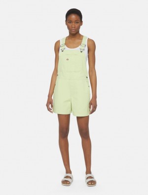 Macacão Dickies Duck Canvas Short Bib Feminino Amarelas | 617005259