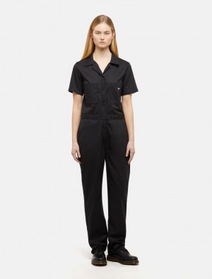 Macacão Dickies Flex Short Sleeve Feminino Pretas | 29204423