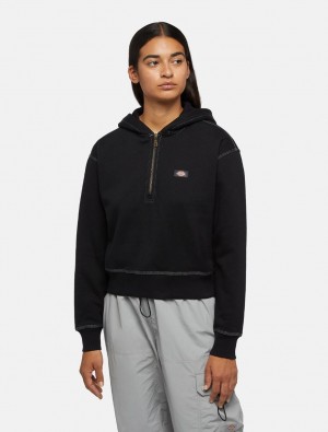 Moletom com Capuz Dickies Oakport 1/4 Zip Feminino Pretas | 446069510