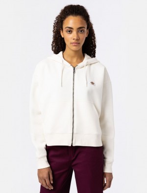 Moletom com Capuz Dickies Oakport Zip Feminino Branco | 771897059