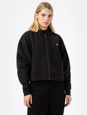 Moletom com Capuz Dickies Oakport Zip Feminino Pretas | 23037887