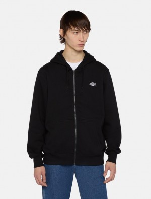 Moletom com Capuz Dickies Summerdale Full-Zip Masculino Pretas | 720202759